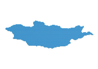 An abstract representation of Mongolia, vector Mongolia map made using a mosaic of blue dots with shadows. Illlustration suitable for digital editing and large size prints. 