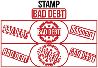 Bad Debt Red Rubber Stamp set vector design.
