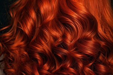 Hair. Background Curly Red Shiny Beautiful Well. Generative AI - obrazy, fototapety, plakaty