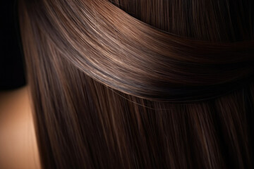 Fototapeta premium Background Of Hair Straight Brunette Shiny Beautiful Well. Generative AI