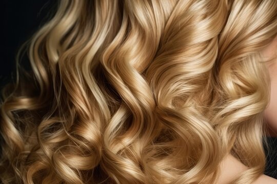 Background Curly Blonde Shiny Beautiful Hair Well. Generative AI