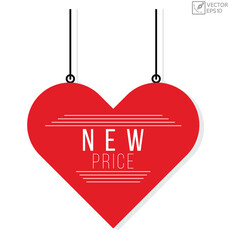 New price message on ribbon banner. Vector illustration.