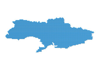 An abstract representation of Ukraine, vector Ukraine map made using a mosaic of blue dots with shadows. Illlustration suitable for digital editing and large size prints. 
