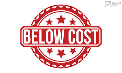 Below Cost stamp red rubber stamp on white background. Below Cost stamp sign. Below Cost stamp.