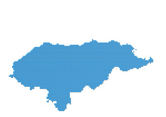 An abstract representation of Honduras, vector Honduras map made using a mosaic of blue dots with shadows. Illlustration suitable for digital editing and large size prints. 