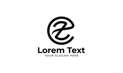 Modern initial letter ez, ez overlapping abstract design, monogram logo, black color on white background