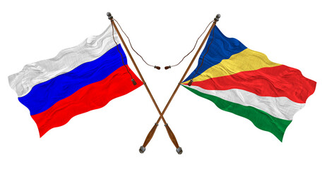 National flag of Seychelles  and Russia. Background for designers