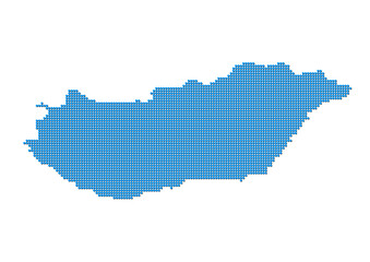 Fototapeta premium An abstract representation of Hungary, vector Hungary map made using a mosaic of blue dots with shadows. Illlustration suitable for digital editing and large size prints. 