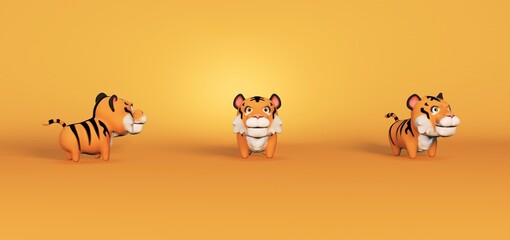 3D picture of a cute little tiger.3d rendering