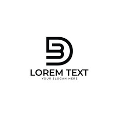 Modern initial letter BD or DB, DB overlapping abstract design, monogram logo, black color on white background