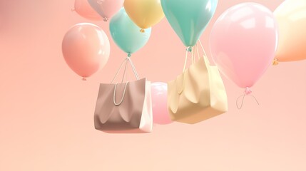 Shopping and balloons. Soft Pop Texture created with Generative AI