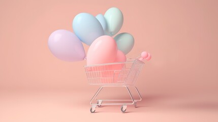 Shopping and balloons. Soft Pop Texture created with Generative AI
