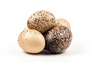 Fototapeta na wymiar Ostrich Eggs On White Background. Generative AI