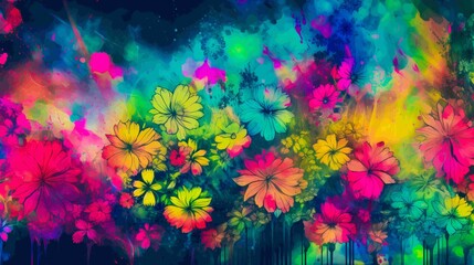 Obraz na płótnie Canvas abstract colorful background with flowers, generative AI