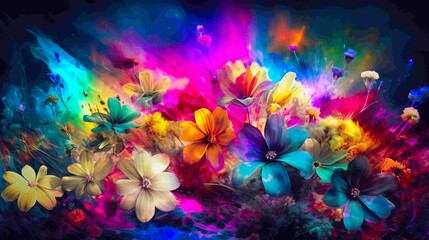 Fototapeta na wymiar background with flowers, generative AI