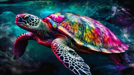 Turtle swimming, generative AI