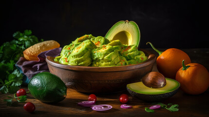 Satisfy Your Cravings with This Creamy Guacamole Snack, Food Photography. Generative AI