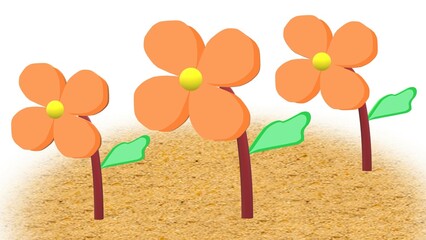 Bright orange 3D flower painting