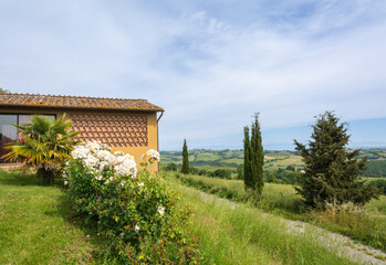 Fototapeta na wymiar italian farmhouse. Tuscany agritourism house, Gambassi Terme, Firenze province, Tuscany region - Italy