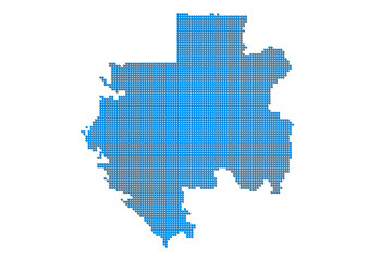 An abstract representation of Gabon, vector Gabon map made using a mosaic of blue dots with shadows. Illlustration suitable for digital editing and large size prints. 