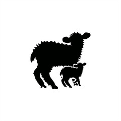 silhouette illustration of a mother and a lamb for a sign stamp