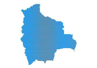 Obraz premium An abstract representation of Bolivia, vector Bolivia map made using a mosaic of blue dots with shadows. Illlustration suitable for digital editing and large size prints. 