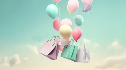 Shopping and balloons. Soft Pop Texture created with Generative AI