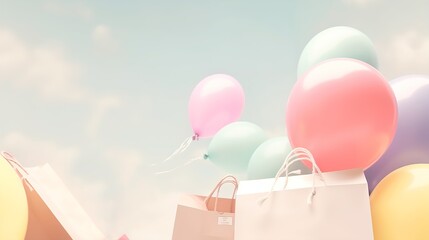 Shopping and balloons. Soft Pop Texture created with Generative AI