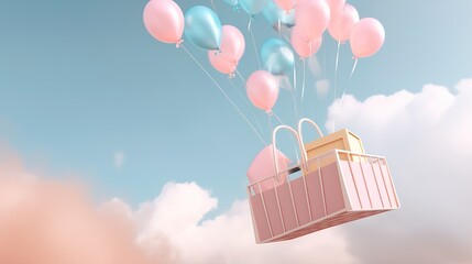 Shopping and balloons. Soft Pop Texture created with Generative AI