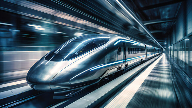 An awe-inspiring image of a magnetic levitation train, illustrating the future of efficient, high-speed rail travel