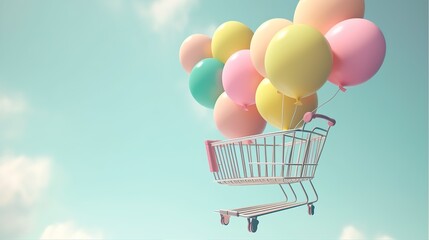 Shopping and balloons. Soft Pop Texture created with Generative AI