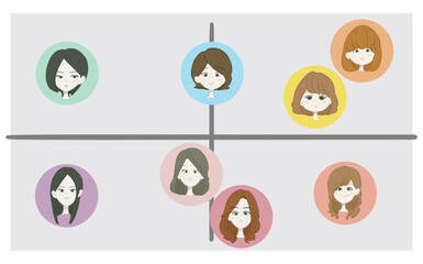 顔タイプ診断8タイプ別マトリクスイラスト