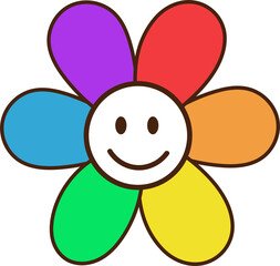 Flower in rainbow color LGBT pride month decoration element