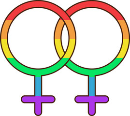 Lesbian gay sign in rainbow LGBT color