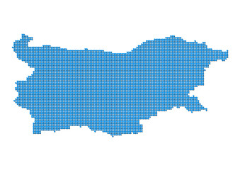 An abstract representation of Bulgaria, vector Bulgaria map made using a mosaic of blue dots with shadows. Illlustration suitable for digital editing and large size prints. 