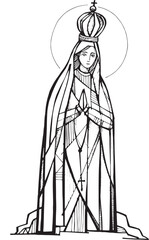 Hand drawn illustration of the Virgin of Fatima
