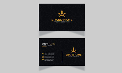 Modern business card, Elegant luxury clean dark business card Vector illustration, Luxury and elegant dark black navy business card design with gold style minimalist print template