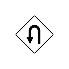 Black and White Color Traffic Sign Street Sign Icon Vector Template