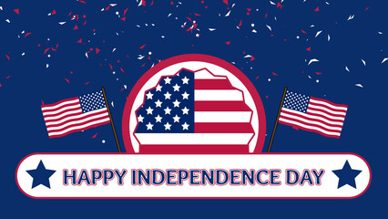 happy independence day animated sticker in usa flag texture and colour