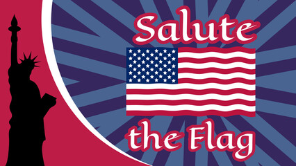 salute the flag word line for national holiday, events