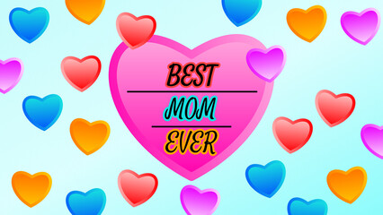 mothers day concept illustration with colorful heart shape