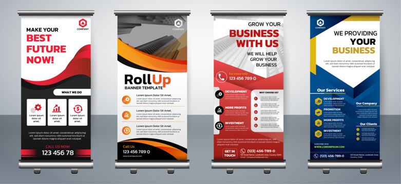Business Roll Up Set. Stand Banner Template, Abstract banner Background vector, flyer, presentation, leaflet, j-flag, x-stand, x-banner, exhibition display