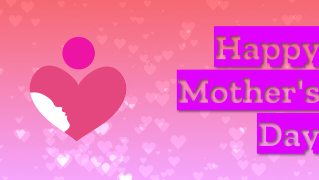 happy mothers day quote with creative mother and son icon in heart shape