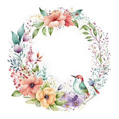 frame with flowers and birds