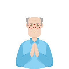 The Elderly Seventies Grandfather Character Face Old Man Smile