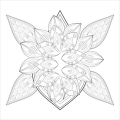 Decorative Doodle flowers in black and white for coloring page, cover, wedding invitation, greeting card, wall art and wallpaper. Hand drawn sketch for adult anti stress coloring page.-vector 