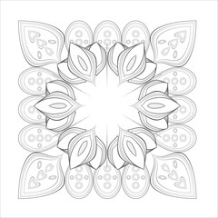 Decorative Doodle flowers in black and white for coloring book, cover or background. Hand drawn sketch for adult anti stress coloring page.-vector 