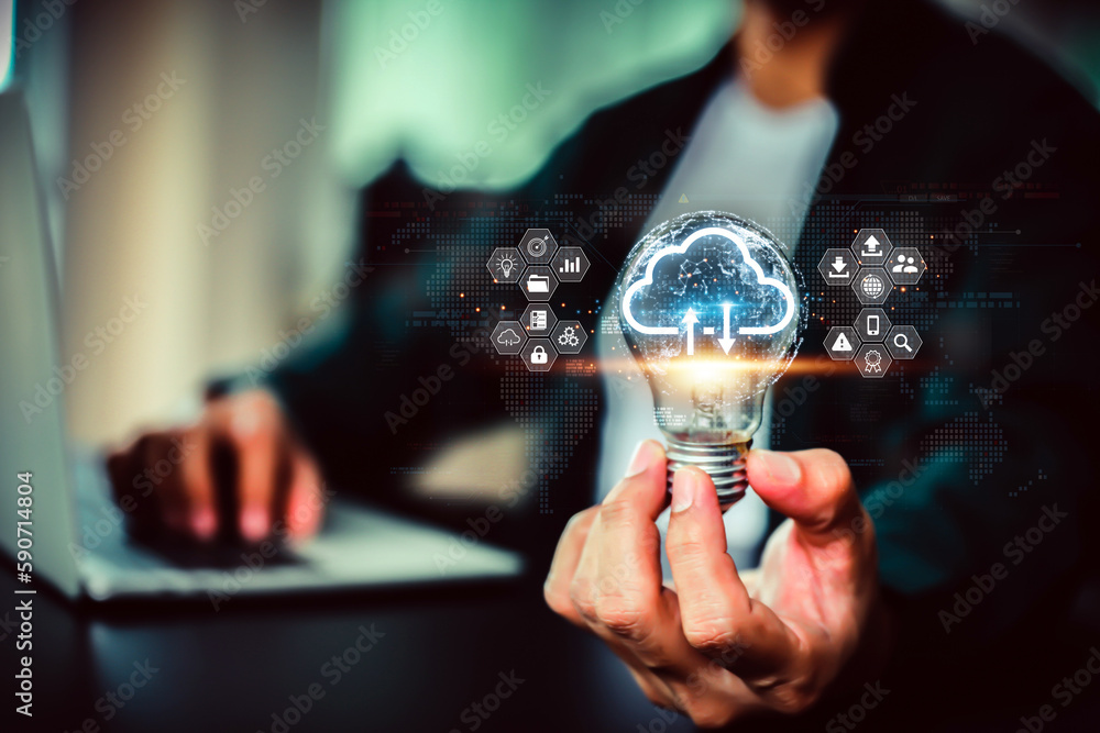 Poster database storage cloud technology file data transfer sharing, cyber, big data information for financ