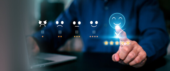 Customer services rating feedback satisfaction survey online business review questionnaire on technology data exchanges development for service mind, social media digital global marketing management