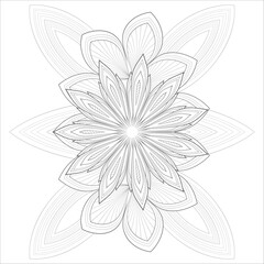 Decorative Doodle flowers in black and white for coloring book, cover or background. Hand drawn sketch for adult anti stress coloring page.-vector 